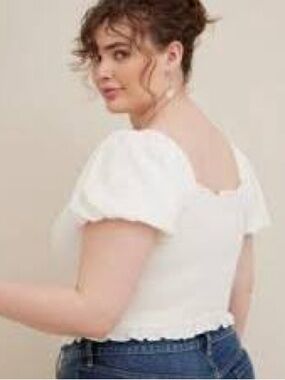Torrid Smocked Crop Short Sleeve Top